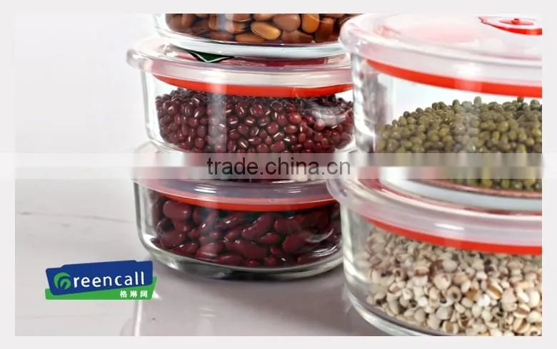 3pcs/set Plastic lid takeaway glass food storage container set