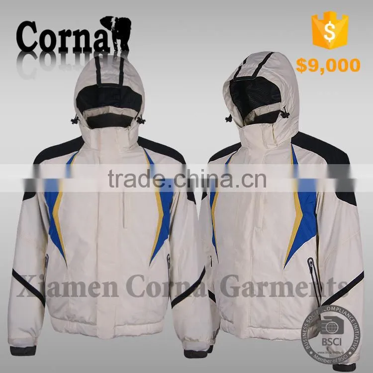 Men hiking tactical hood white blue ski jacket windproof waterproof softshell jacket