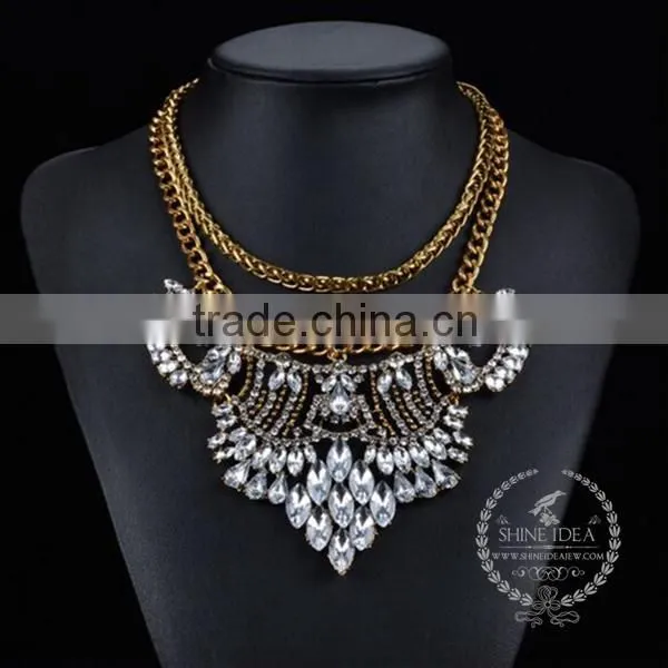 high quality vintage colorful rhinestone chunky statement necklace tin alloy fashion women pendant necklace 6390067