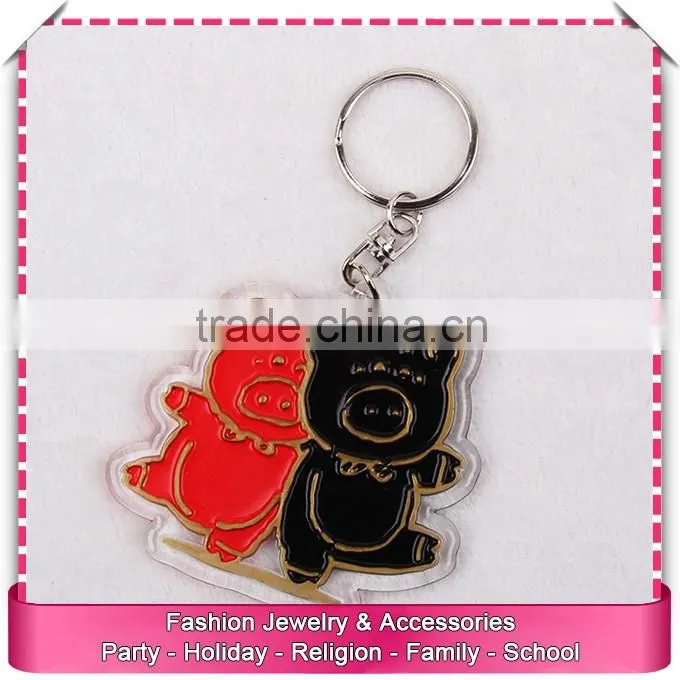 Make acrylic bear keychains, low price printed acrylic keychain