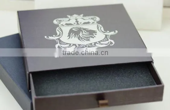 Custom printed logo rigid cardboard box with drawer/fantastic luxury rigid box