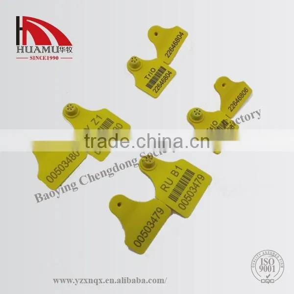 sheep ear tag and goat 57 *45 mm with metal pin yellow ear tag