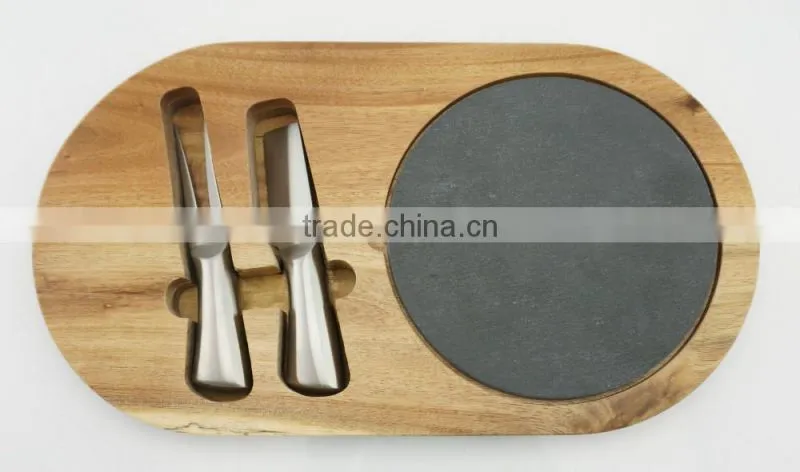 Newest design rotatable bamboo cheese cutting board with cheese tools