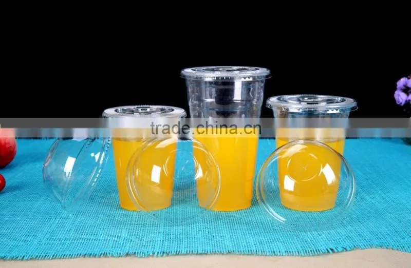 Premium Plastic Clear PET Cups with Flat Lids