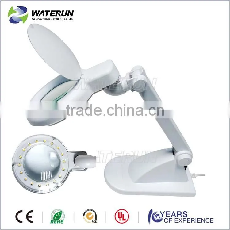 Flexible arm desktop 4" magnifying glass lamp with LED
