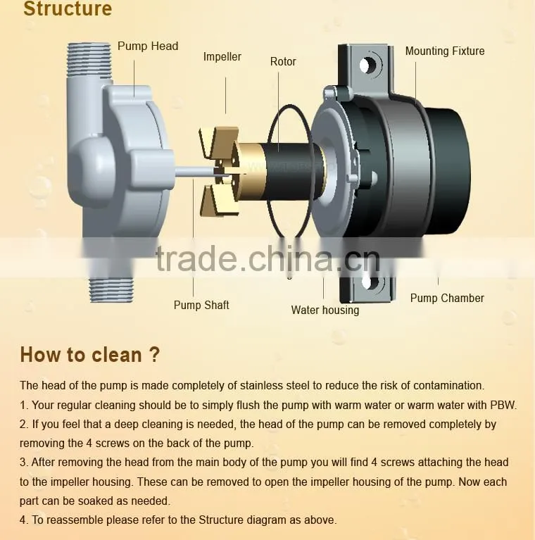 24v dc mini Beer brewing kettle manufacture pump