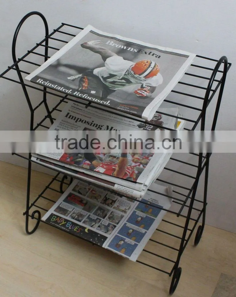 Vintage Mid Century Modern Wire Rack Record Holder Magazine Metal Stand Table