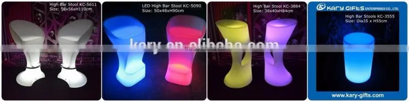 used led bar furniture, rgb color Illuminated bar chair led counter height stools