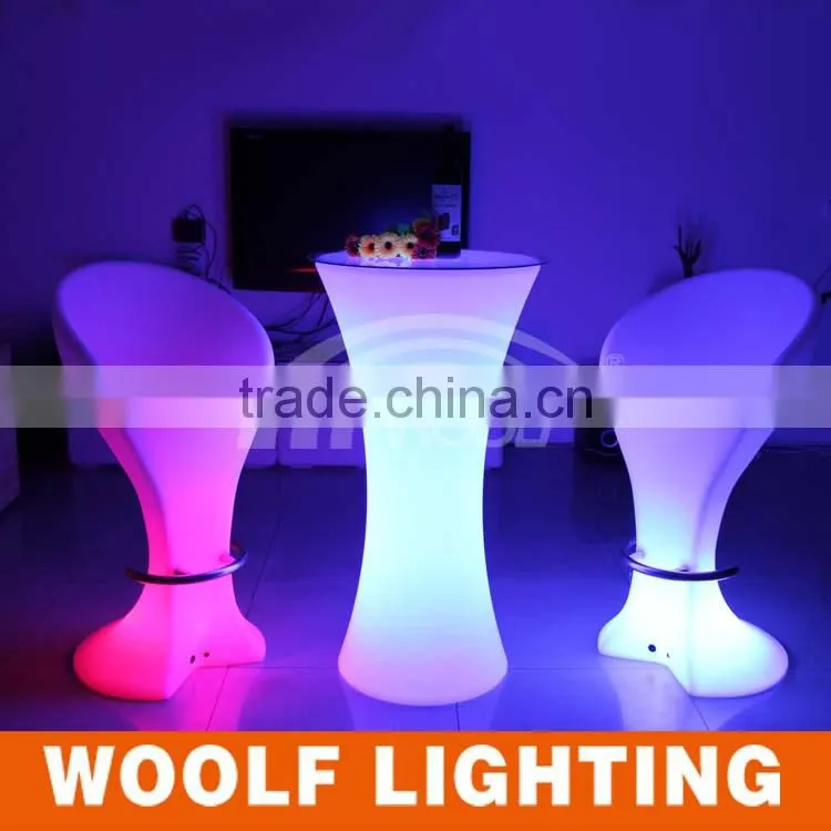 PE Plastic rechargeable LED round cocktail table furniture
