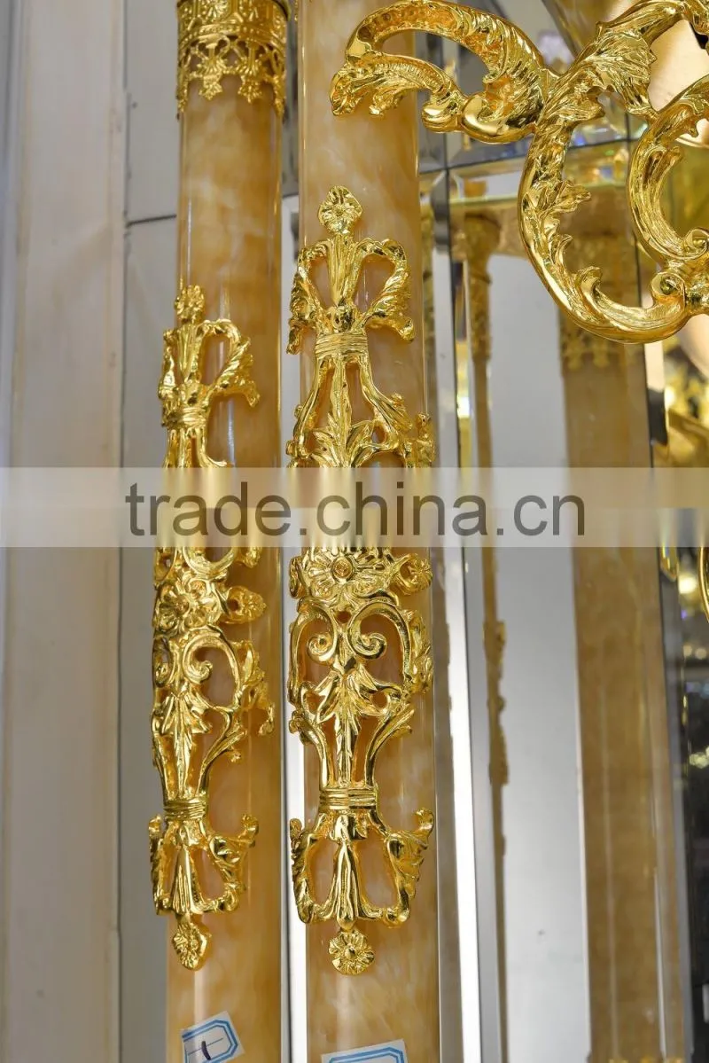 Latest Design Double Layer Grandfather Antique Clock, 24K Gold Copper Clock, Onyx Tube Marble Base Floor Clock