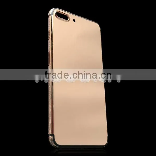 Luxury 24k gold plated zircon back housing for iPhone 7 plus gold diamond back cover