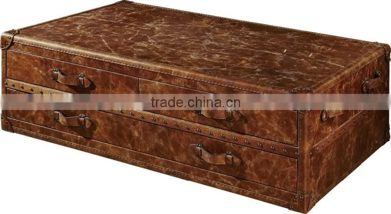 2016 high quality retro ,vintage leather center table for living room T821#