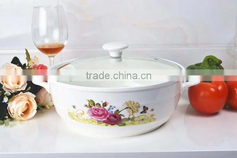 ceramic cookware pot with glass lid & metal stand