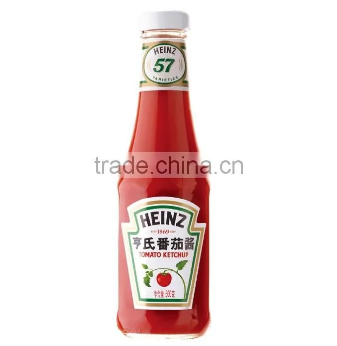 300ml tomato glass bottle with white lid and decal logo
