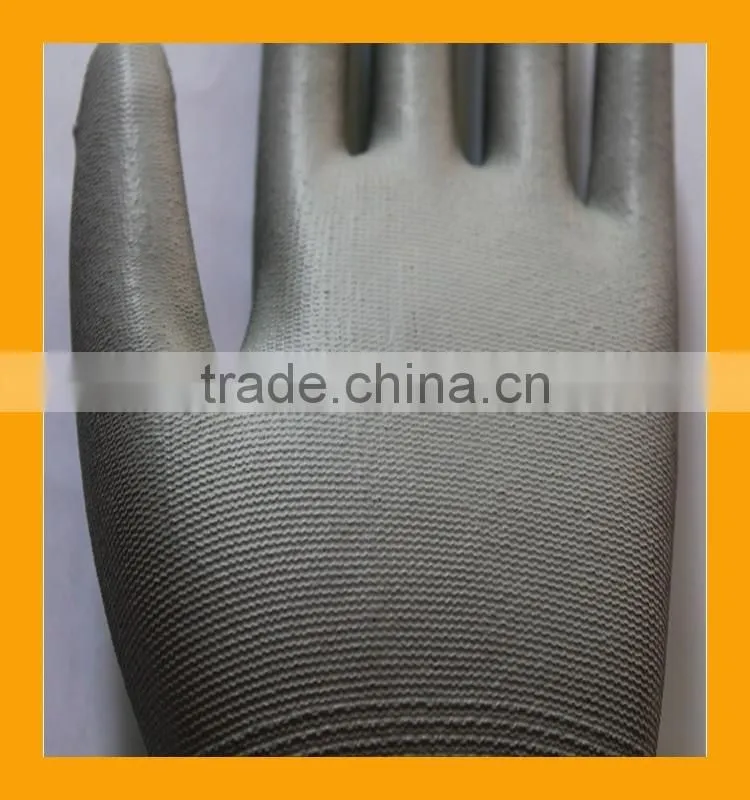 Customized Grey PU Coated Working Safety Polyester Gloves