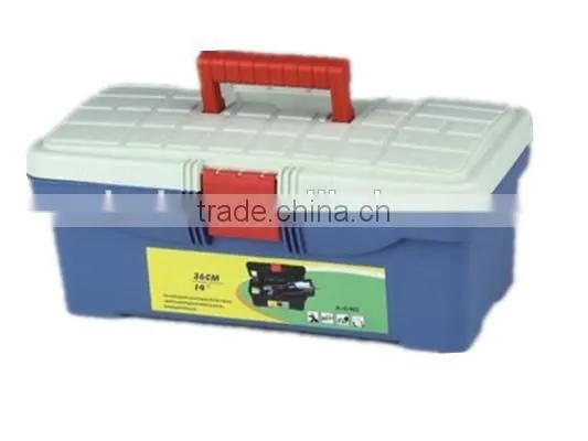 Plastic tool box with a tray