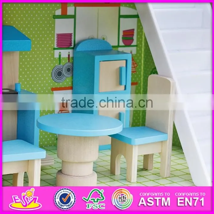 2016 new design home play children toy wooden dolls house miniatures W06A169