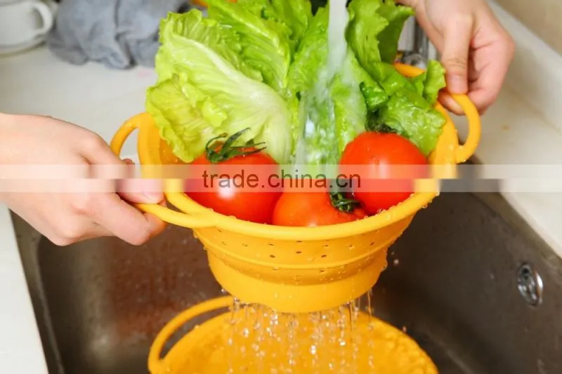 Silicone birdbath folding bowls Kitchen basket wash basin silicone basket
