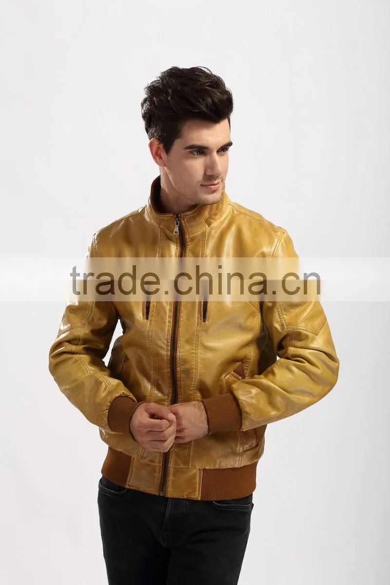 2015 New Style Motorcycle Leather Jacket Men Wholesale