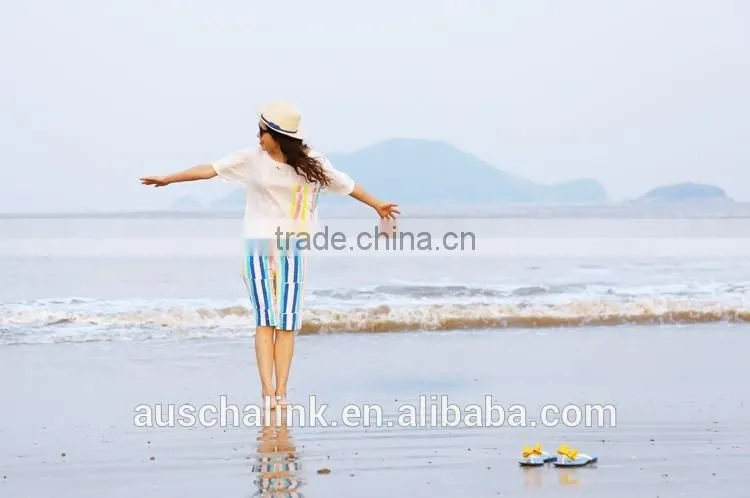 OEM service outdoor fashion colorful stripe beach girl short pants