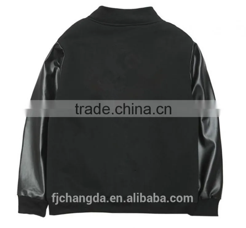 Plus size baseball jacket custom with leather sleeve
