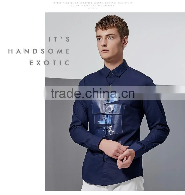 New Design High Quality 100% Cotton Men Casual Slim Fit Shirts Long Sleeve Custom Printing OEM Wholesale