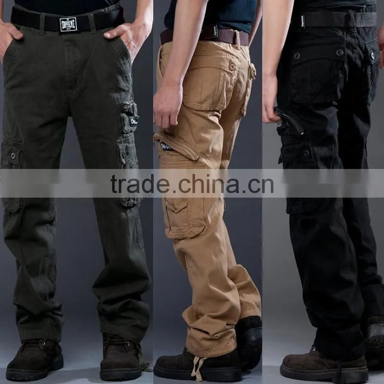 New Arrived 100% Cotton Outdoor Mens Tactical Cargo Pants with Side Pockets