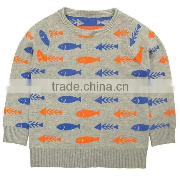 Sweater Design For Kids Children Kids Pullover Sweater Cartoon Fish Knitted Sports Boys Clothing