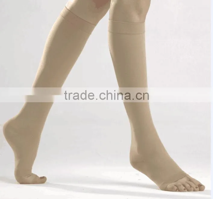 15-20 mmHg Open Toe Thigh Highs with Silicone Top Band Stocking