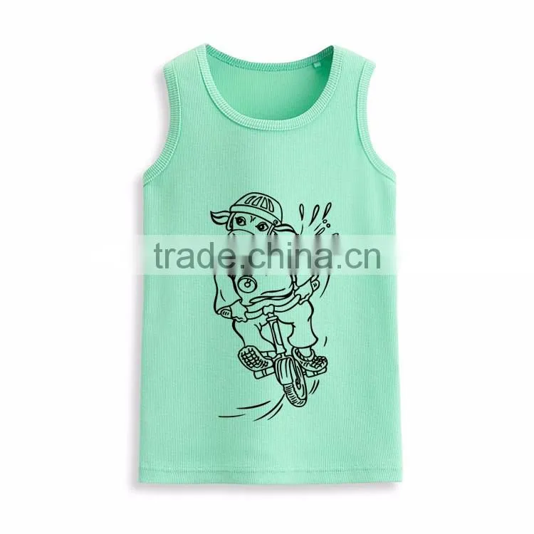 Wholesale sleeveless t shirt fashion kids custom print tank top manufacturer
