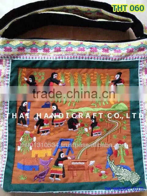 Thai Embroidered HMONG Hill Tribe Tote Hand Bag