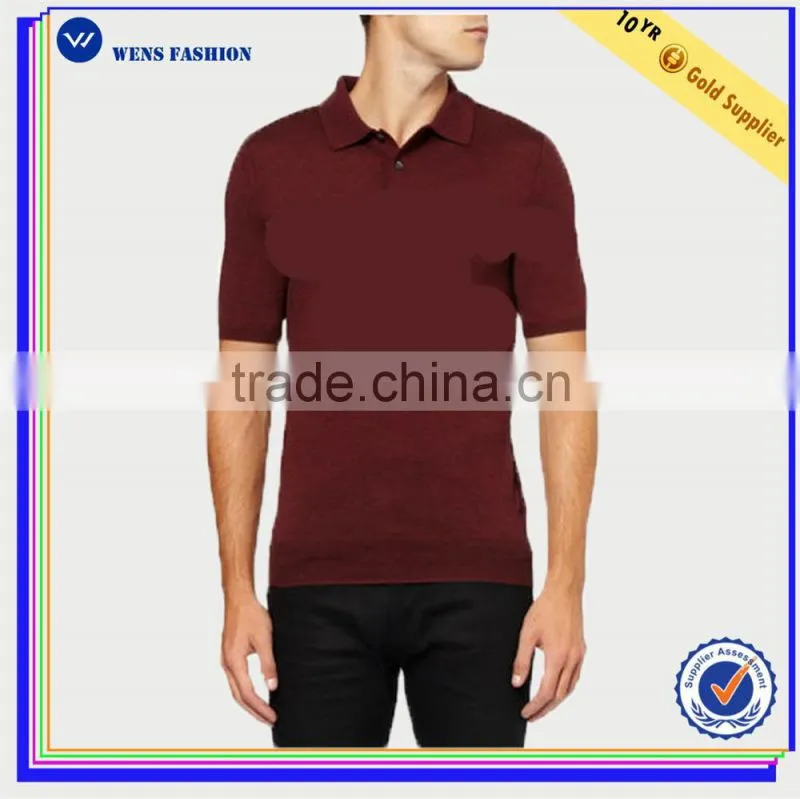Wholesale Custom Design Hot Sale Fine-Knit Wool Fabric Plain Polo T Shirt