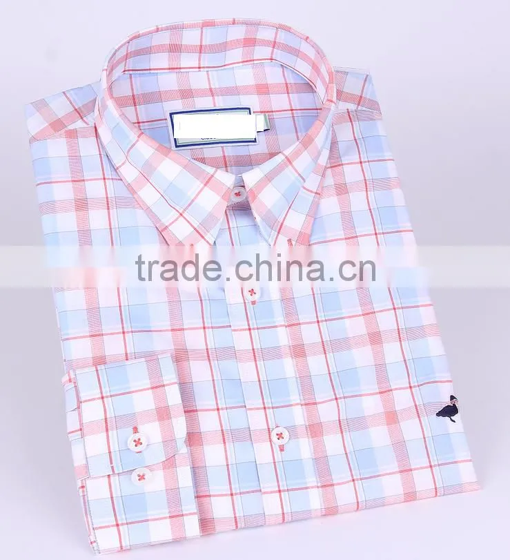 2017 new design plaid men's long sleeve casual shirt wholesale