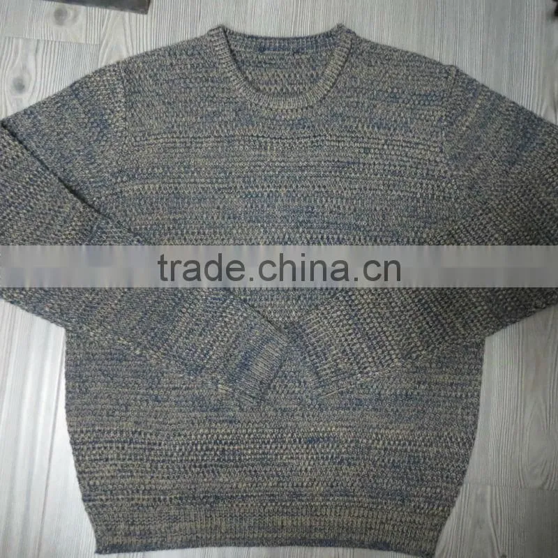 Dark grey round neck jacquard design pullover casual men knitted sweater men