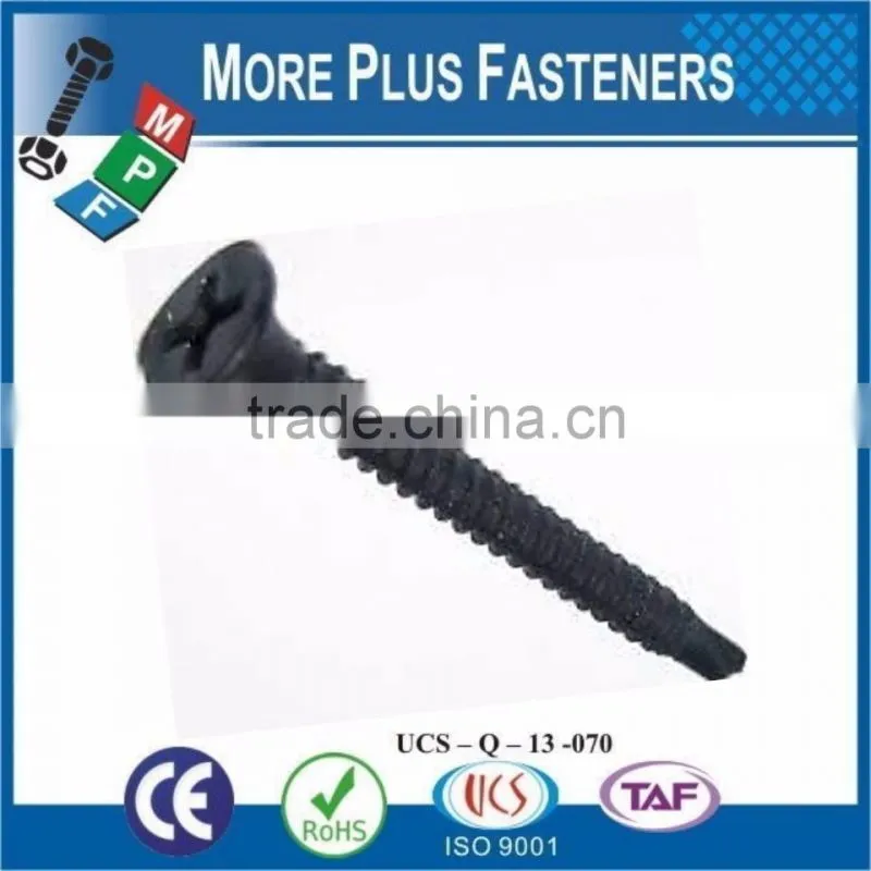 Made in Taiwan Stainless Steel Black Phosphate Yellow Zinc Plated Countersunk Phillips Bulge Head Self Drilling Screw