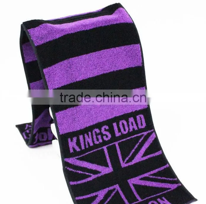 100% cotton yarn dyed jacquard woven logo gym towels