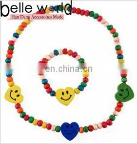 Girls Elasticated Ladybiry Wooden Bead Necklace and Bracelet Set