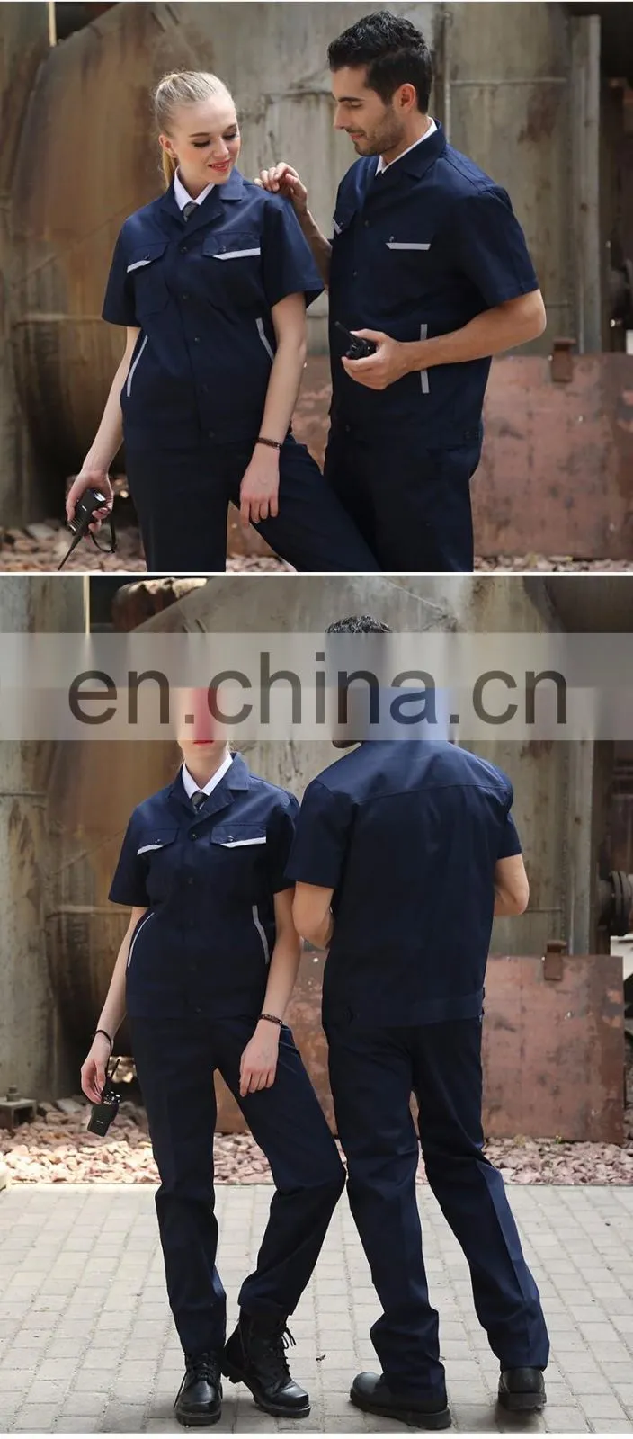 China Manufacturer Polyester Men Work Overalls Summer Work Coveralls with Short Sleeve