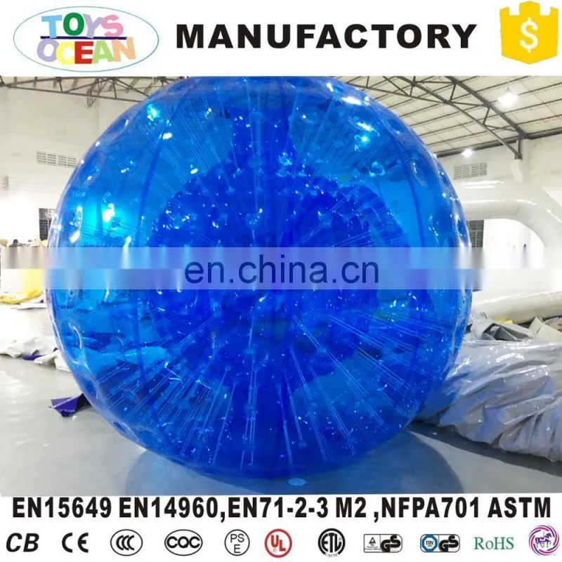 Cheap Price Transparent Blue Inflatable Zorb balls for Human people bowling Games