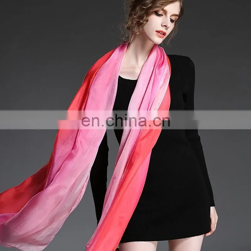 Hand painted silk gradient color scarf shawl