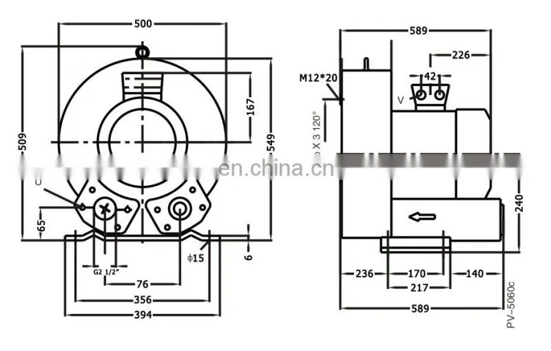 7.5KW Double Stage 3 Phase Regenerative Blower Vaccum Blower