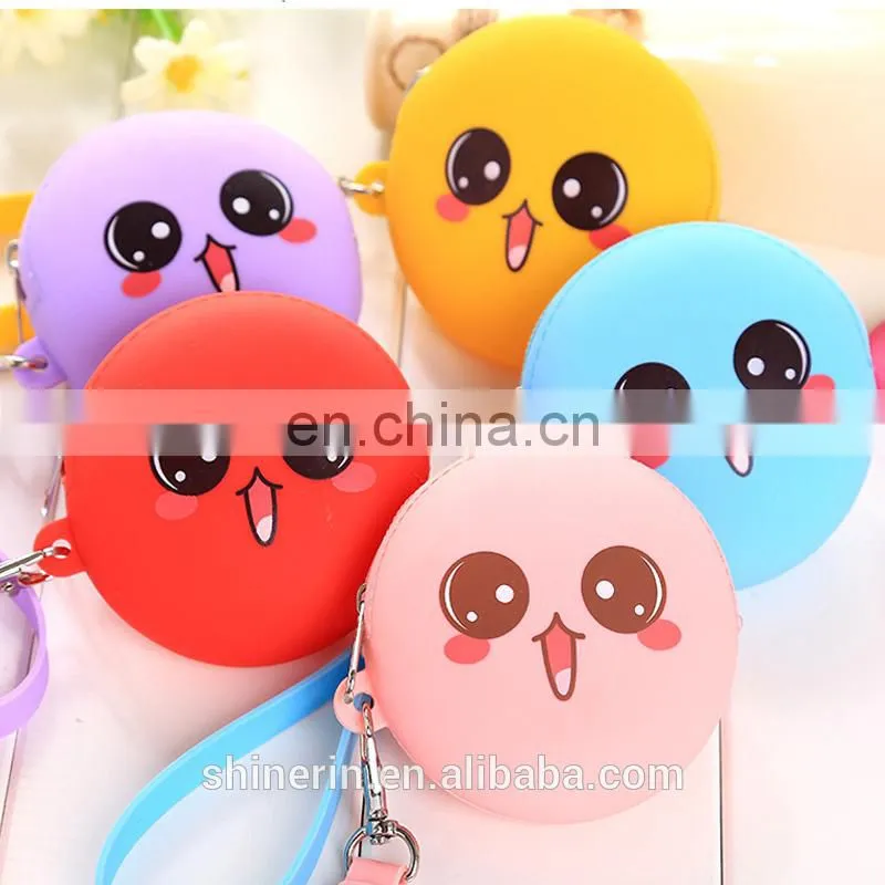 Factory Price Women Zipper Wallet Purse Custom Emoji Coin Bag Wristlet Gift Silicone Coin Cases