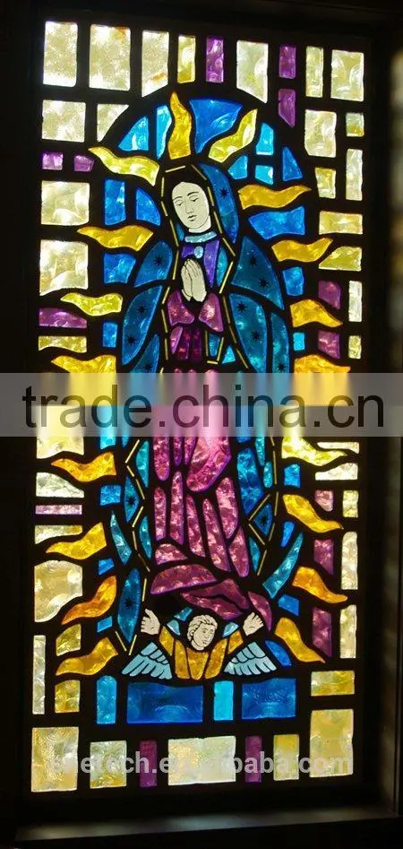 stained church window glass for interior or exterior decoration