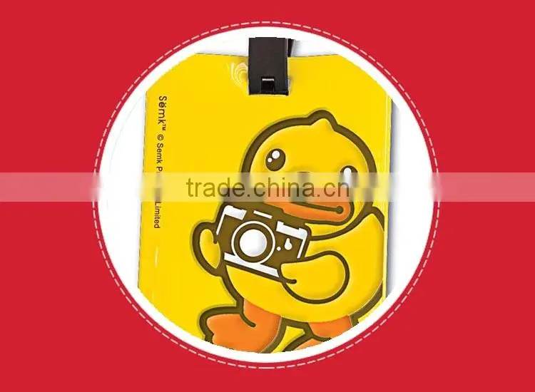 B.Duck factory wholesaler cheap personalized luggage tags with adjustable strap