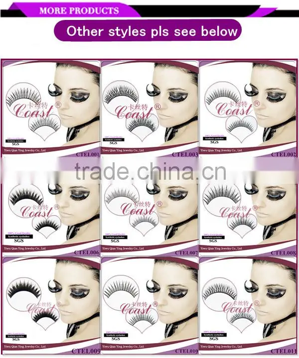 Korea synthetic flase natural looking eyelashes with red crystal diamond
