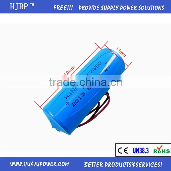 hot sale HJBP china factory wholesales non-rechargeable LIMNO2 3V CR17450BL primary lithium battery with high capacity