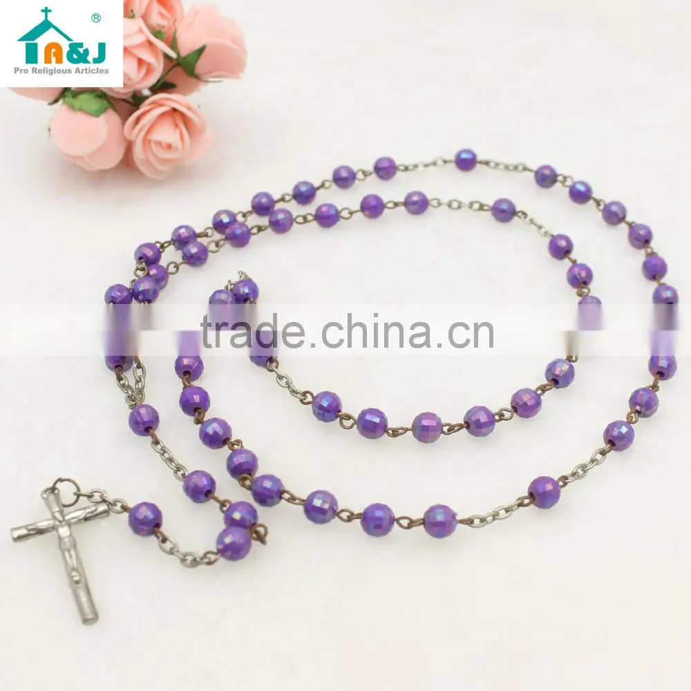 Fashion religious catholic plastic rosary bead necklace