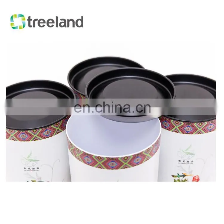 Wholesale Eco-friendly Paper Cardboard Tube Can for Tea with Metal Cover