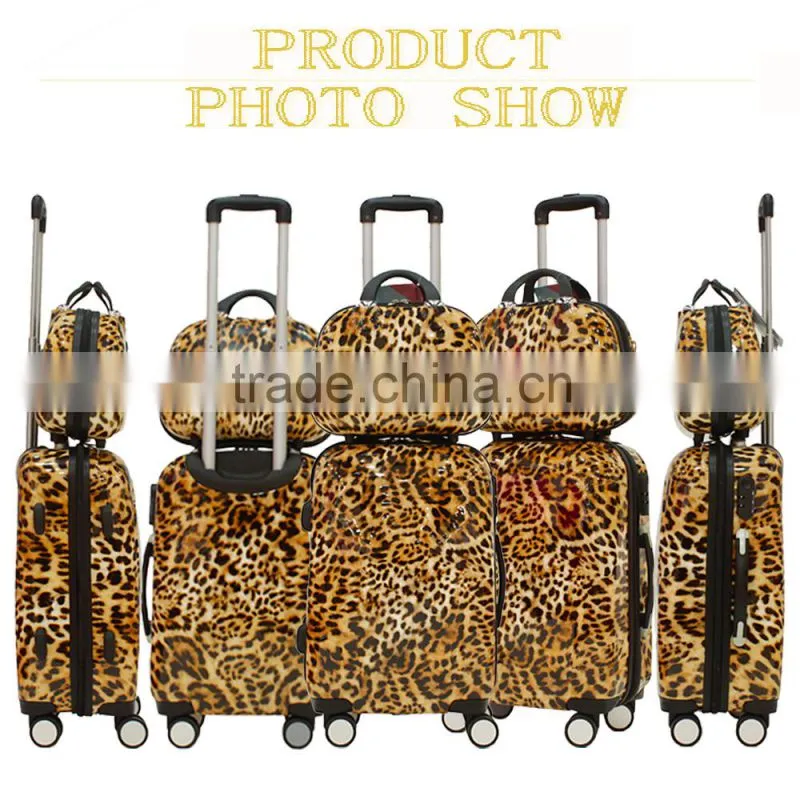 leopard print travel trolley luggage case for USA,japan,Euro market