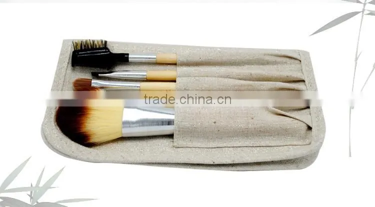 Bamboo hand material synthetic hair powder brush set 5 pieces